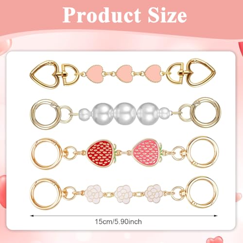 PALAY® 4Pcs Bag Extender Chain Golden Chain Extender for Bag 5.7-6.7 Inches Cute Charm Chain Strap for Bags Quick Connection Bag Extender Chain Fashion Bag Extender Chain for Purse, Handbag, Sling Bag - Image 2