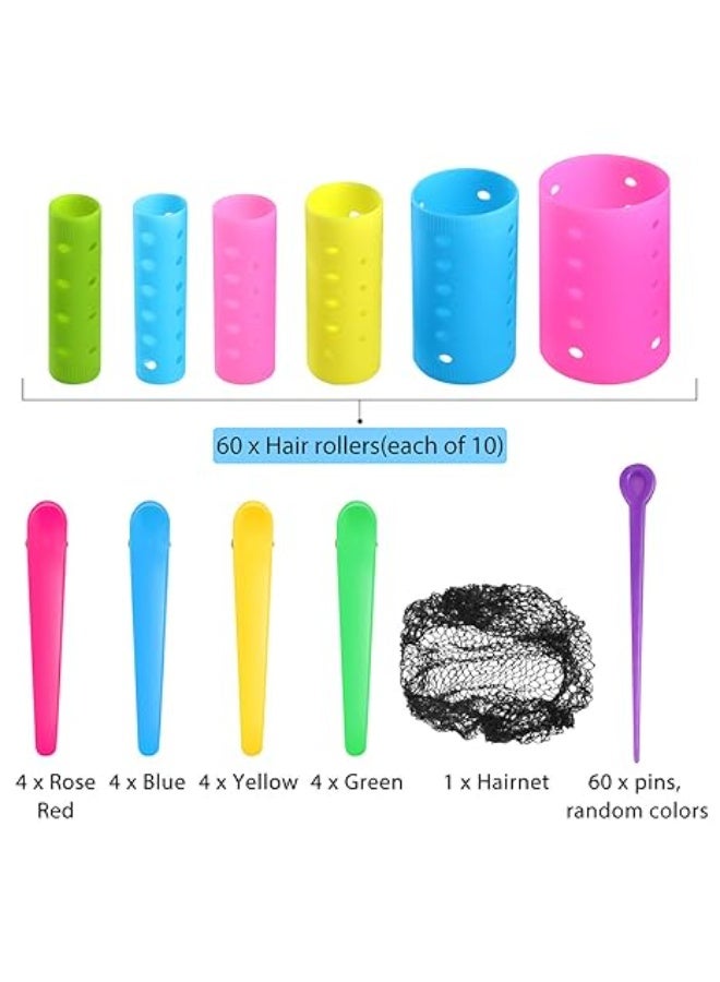 141 Pieces Hair Rollers Set Include 60 Plastic Hair Rollers (Multicolor,6 Size) - Image 3