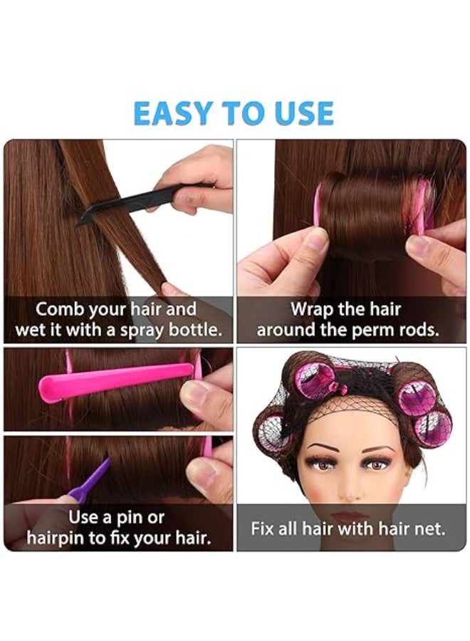 141 Pieces Hair Rollers Set Include 60 Plastic Hair Rollers (Multicolor,6 Size) - Image 4