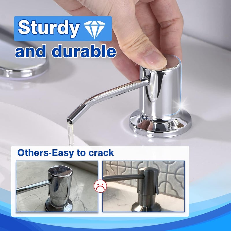WEWE Chrome Soap Dispenser for Kitchen Sink, Kitchen Sink Soap Dispenser Built in for Counter Top Refillable Under Sink in Sink Soap Dispenser Stainless Steel Polished Chrome - Image 4