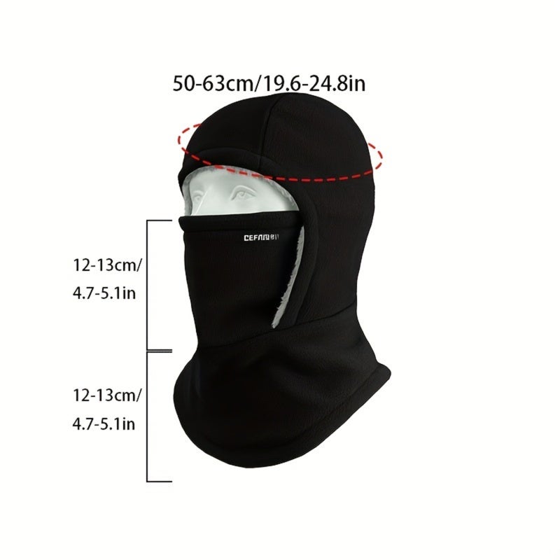 Windproof Balaclava: Black Thickened Polyester Fiber - Integrated Ear Protection Neck Warmer Unisex Balaclava for Outdoor Sports Enthusiasts Cycling Skiing Running Fishing - Image 2