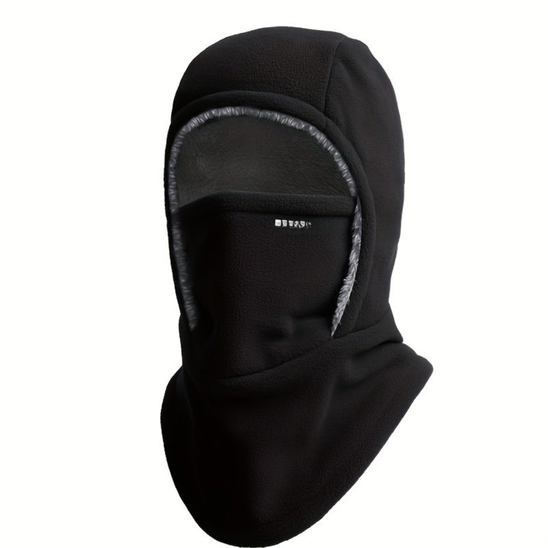 Windproof Balaclava: Black Thickened Polyester Fiber - Integrated Ear Protection Neck Warmer Unisex Balaclava for Outdoor Sports Enthusiasts Cycling Skiing Running Fishing - Image 1