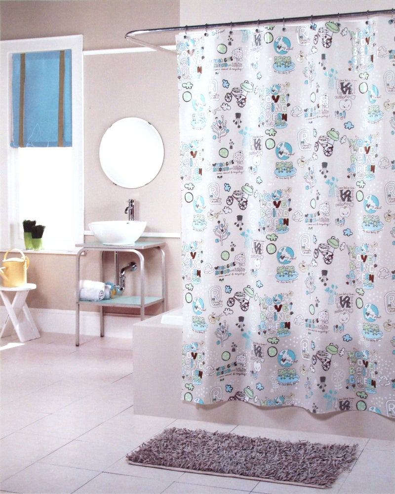 BigKitchen Love to Be Green Freog Vinyl Shower Curtain 72 x 70 Inch
