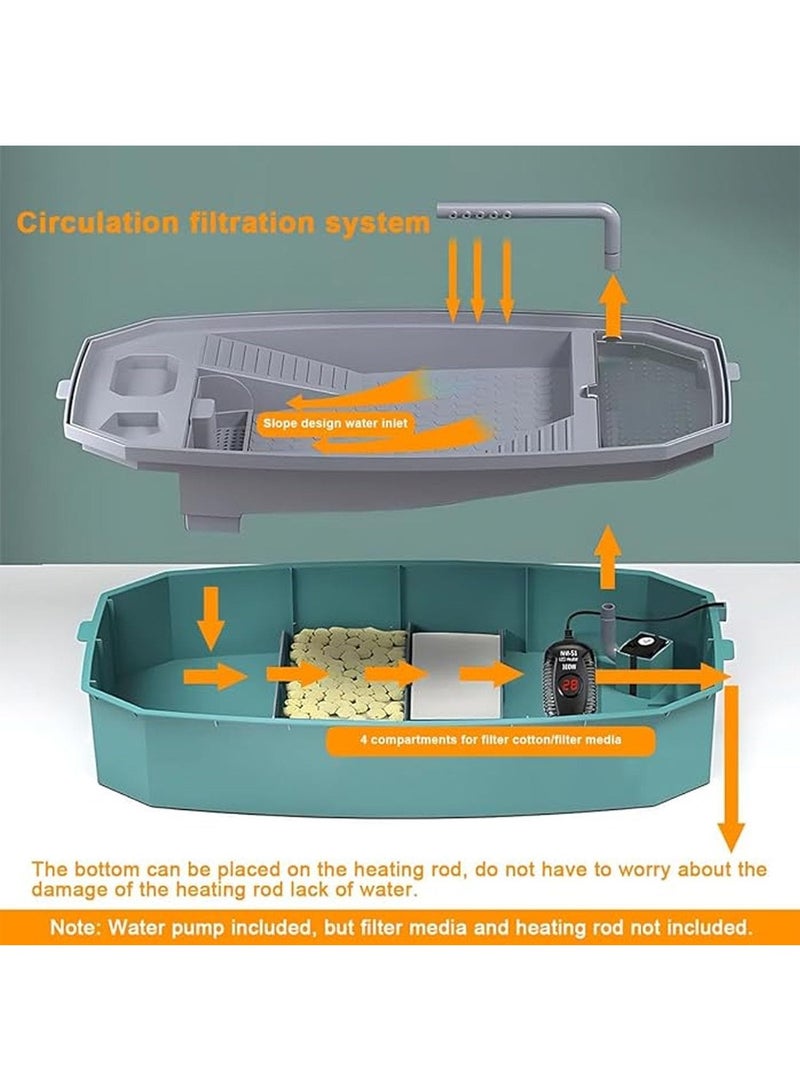 HELEE Turtle Tank with Adjustable Water Pump Filter, Full View Visually Large Tortoise Aquarium Habitat Easy Changing WaterClean for Tortoise Small Amphibious Creatures Reptiles - Image 5