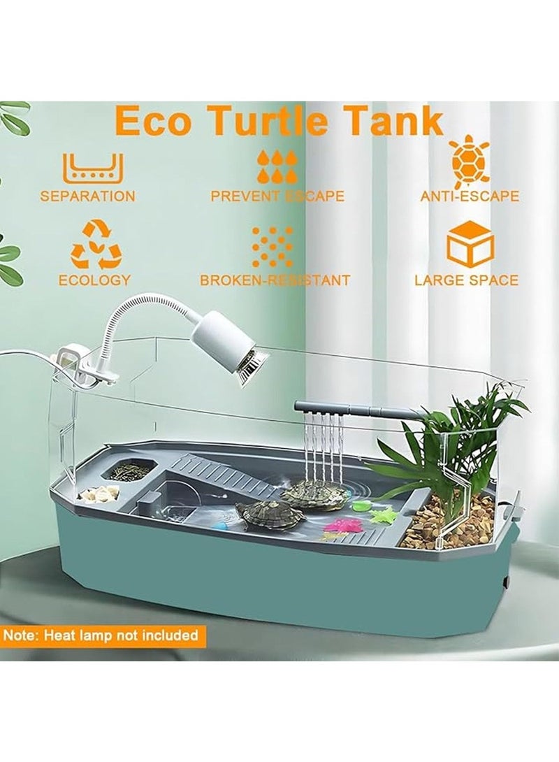 HELEE Turtle Tank with Adjustable Water Pump Filter, Full View Visually Large Tortoise Aquarium Habitat Easy Changing WaterClean for Tortoise Small Amphibious Creatures Reptiles - Image 2