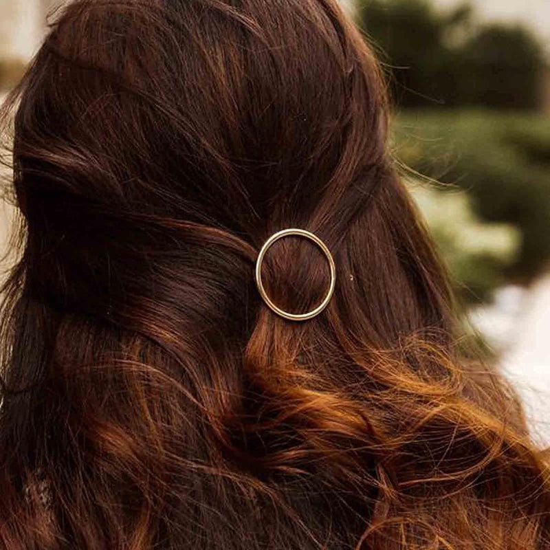 Circle Hair Clip Barrette Hollow Round Gold Hairpin Minimalist Bobby Pin Geometry Metal Hair Accessories for Women and Gilrs Gold Circle