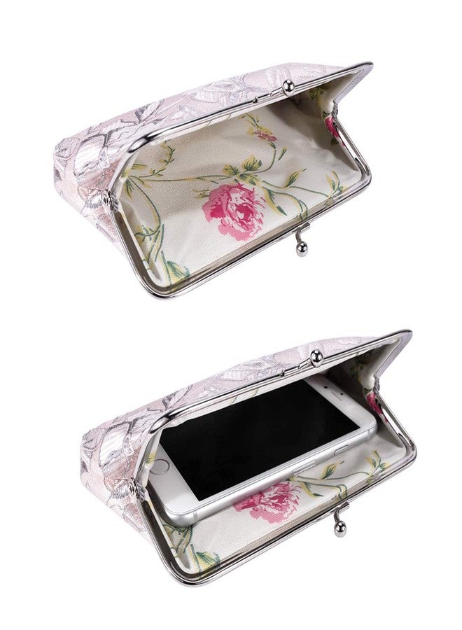 Oyachic 2 Packs Large Coin Purses Floral Cash Case Vintage Change Pouch Kiss Lock Cellphone bag Handbag ID Card Holder Canvas Clutch - Image 3