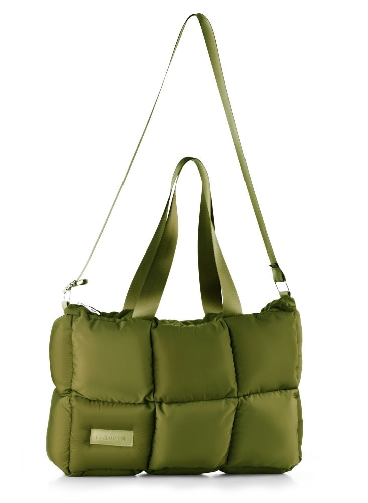B.S COLLECTION Large capacity waterproof soft quilted shoulder bag and hand bag for women - Oily  - Image 2