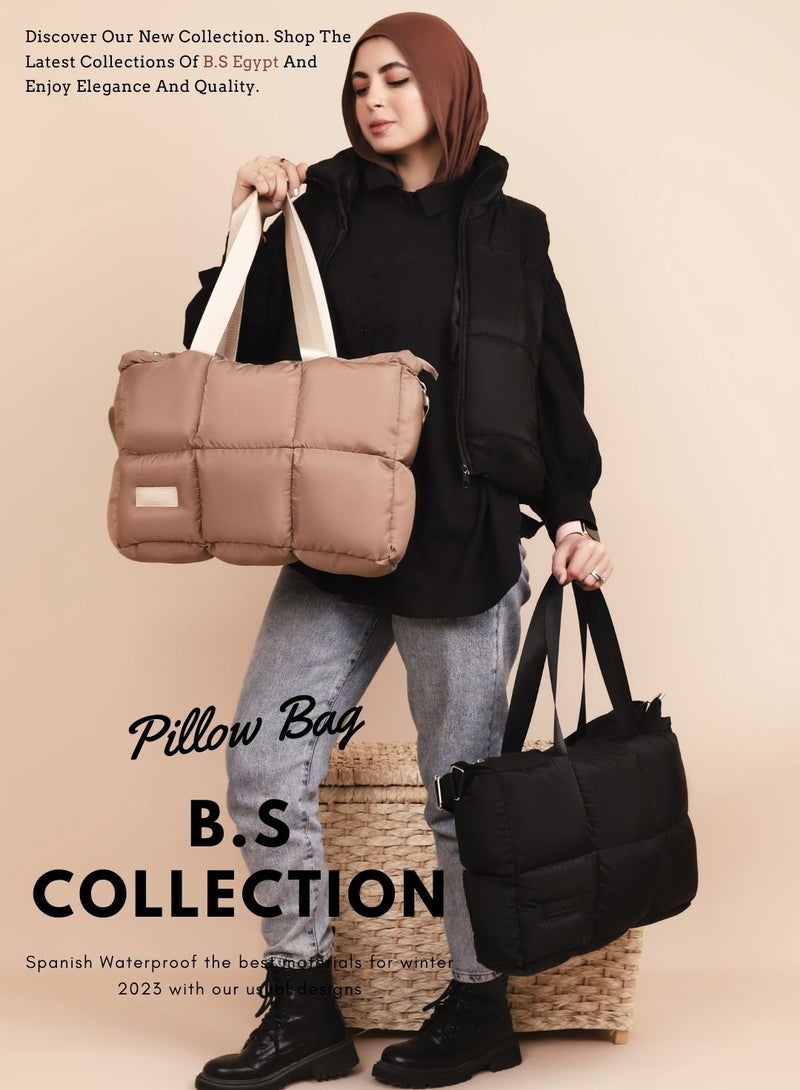Large capacity waterproof soft quilted shoulder bag and hand bag for women - Oily