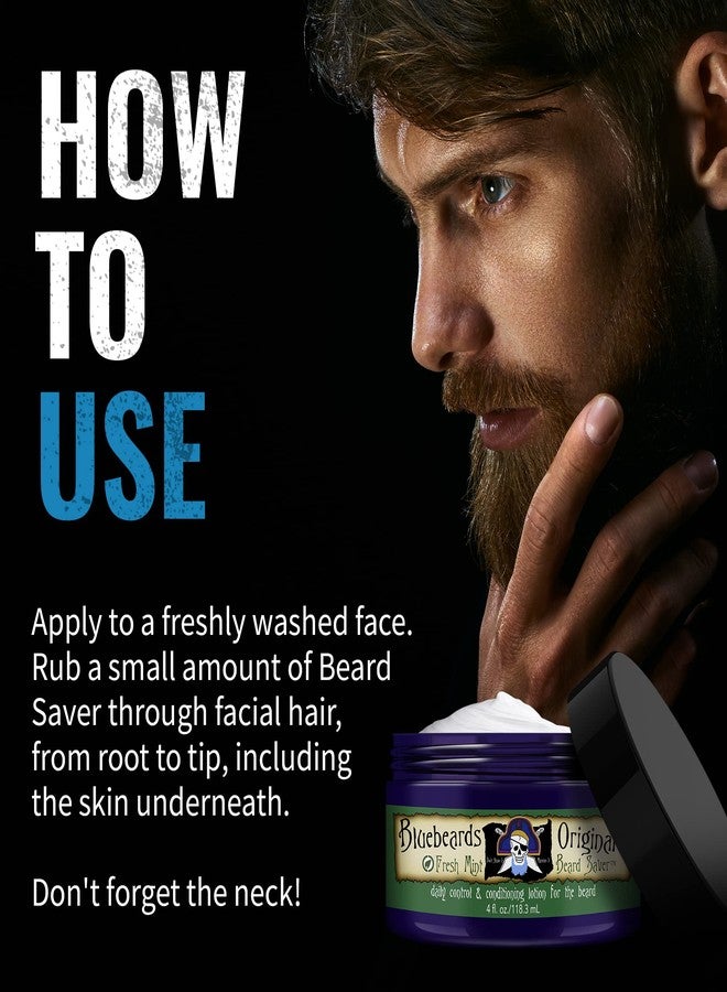 Bluebeards Original Beard Balm Leave-in Conditioner - 4 oz Fresh Mint Beard Saver Softener for Men with Aloe & Peppermint Oil Deeply Conditions & Moisturizes Mustache & Skin - Made in USA - Image 4