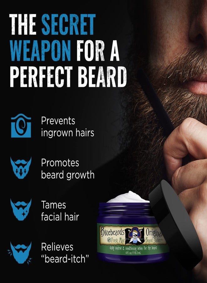 Bluebeards Original Beard Balm Leave-in Conditioner - 4 oz Fresh Mint Beard Saver Softener for Men with Aloe & Peppermint Oil Deeply Conditions & Moisturizes Mustache & Skin - Made in USA - Image 2