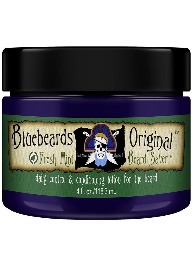 Bluebeards Original Beard Balm Leave-in Conditioner - 4 oz Fresh Mint Beard Saver Softener for Men with Aloe & Peppermint Oil Deeply Conditions & Moisturizes Mustache & Skin - Made in USA - Image 1