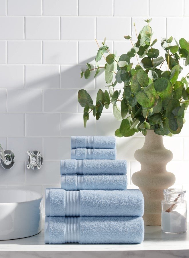 Arkwright, LLC Arkwright Solid Hand Towels, Pack of 6, 100% Cotton 600 GSM Soft Absorbent Guest Bathroom Towels for Hotel, Spa or Vacation Rental, 28 x 16 in, Misty Blue - Image 3