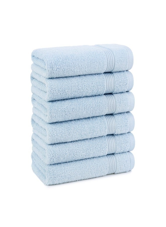 Arkwright, LLC Arkwright Solid Hand Towels, Pack of 6, 100% Cotton 600 GSM Soft Absorbent Guest Bathroom Towels for Hotel, Spa or Vacation Rental, 28 x 16 in, Misty Blue - Image 1