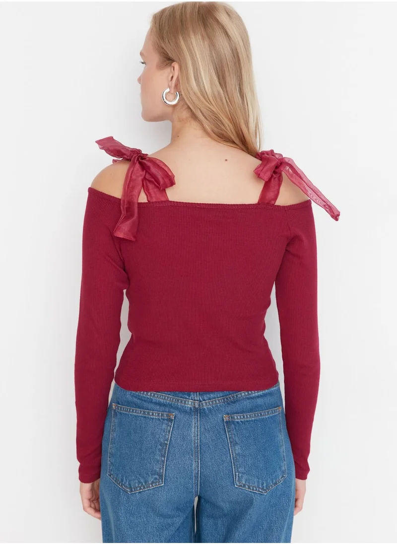 trendyol Tie Shoulder Knitted Top