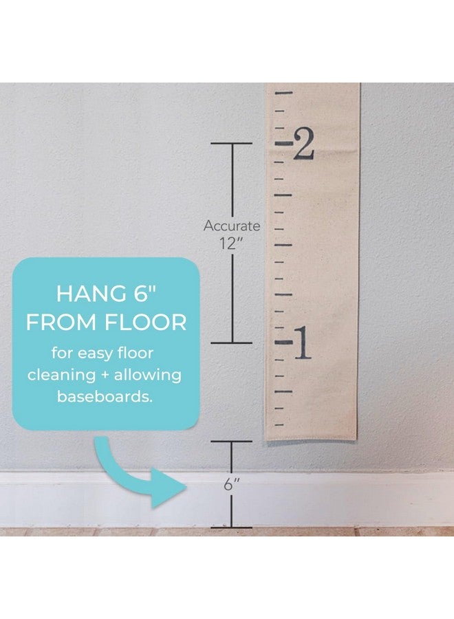 White Loft Canvas Growth Chart Ruler Fabric Natural Color Big Brother Big Sister Gift Children Height Chart Measure Childs Growth Kids Room Decor Nursery Wall Ruler and Pen - Image 3