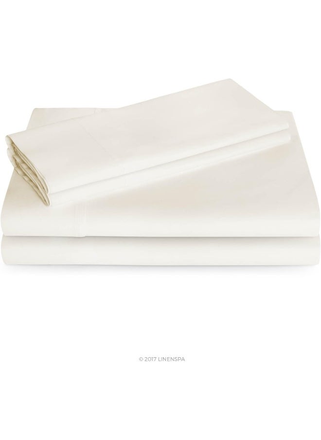 LINENSPA - Linenspa 600 Thread Count Ultra Soft, Deep Pocket Cotton Blend Sheet Set - Twin - Ivory - Image 1