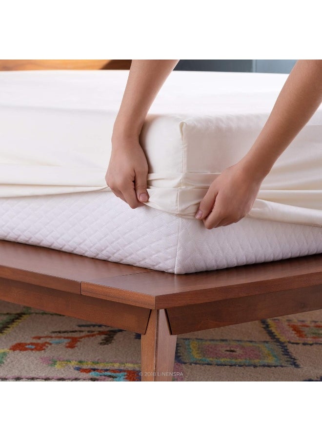 LINENSPA - Linenspa 600 Thread Count Ultra Soft, Deep Pocket Cotton Blend Sheet Set - Twin - Ivory - Image 1