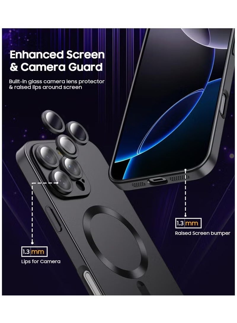 TIGER Magnetic iPhone 16 Pro Case with MagSafe – Soft Clear Case with Camera Lens Protector | Never Yellowing Shockproof Slim Cover for Women and Girls | Grade Drop Protection | Anti-Scratch TPU Bumper | Black Frame for iPhone 16 Pro (6.9 Inch) - Image 3