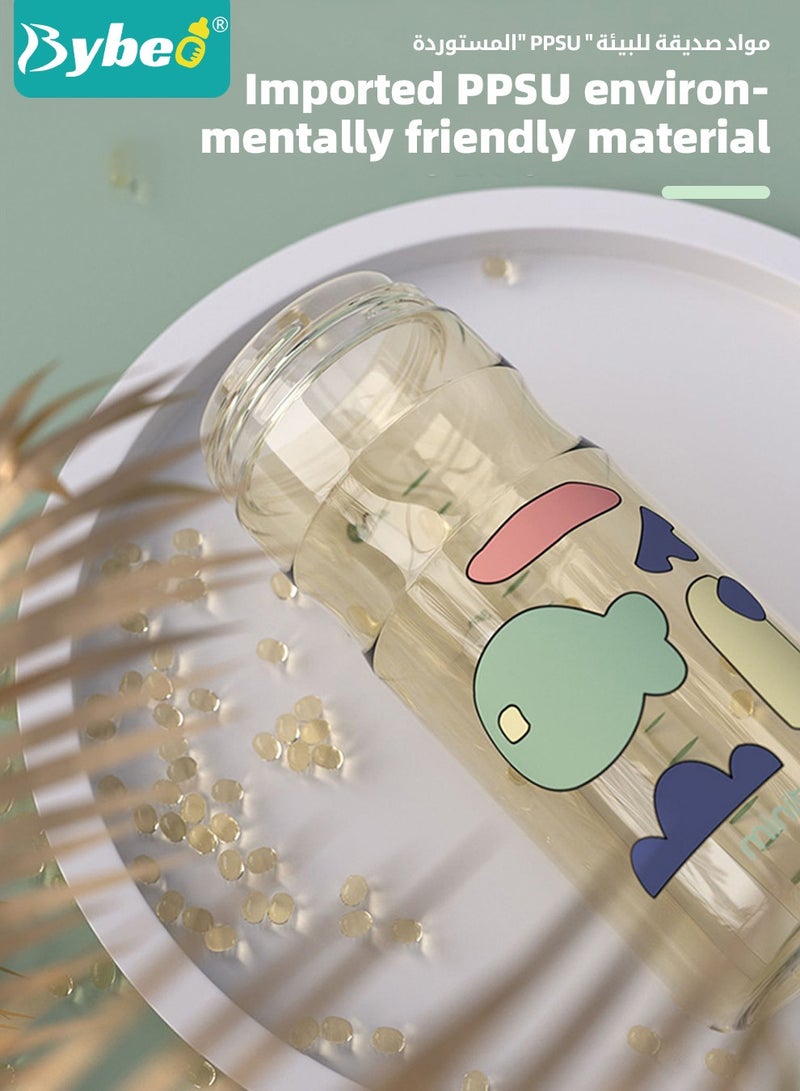 بيبو زجاجة ماء للأطفال من PPSU مع قشاط وفوهة، زجاجة شرب للأطفال مع حزام قابل للإزالة، كوب شرب للأطفال، خالية من مادة البيسفينول أ، مانعة للتسريب بتصميم كرتوني رياضي للرحلات والمدرسة، 480 مل، اللون الأخضر - Image 5