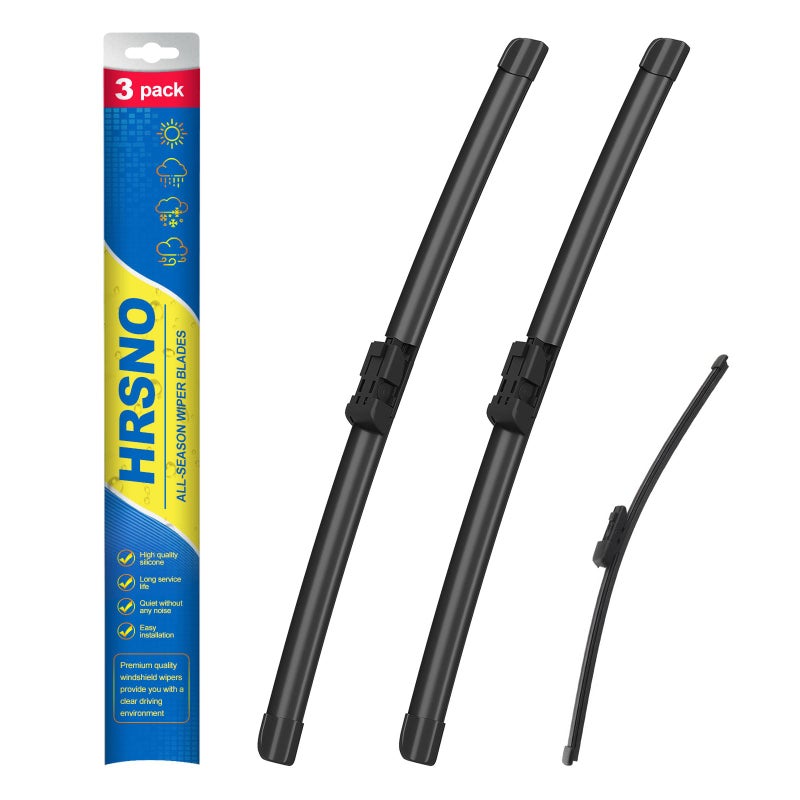 HRSNO 2622 Windshield Wipers With 12 Rear Wiper Blade Sets Automotive Replacement for VW Atlas 20182023Atlas Cross Sport 20202023Easy For Installation Pack of 3