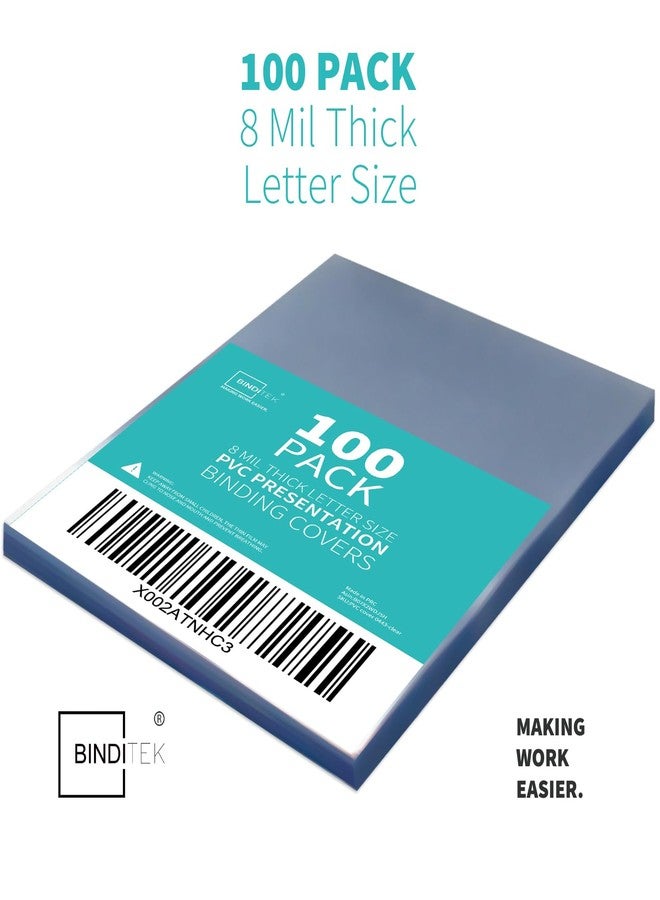 Binditek 100 Pack 8mil PVC Clear Binding Presentation Covers, Letter Size, 8.5 x 11 Inches, Square Corners, Un-Punched, Office Supplies - Image 2