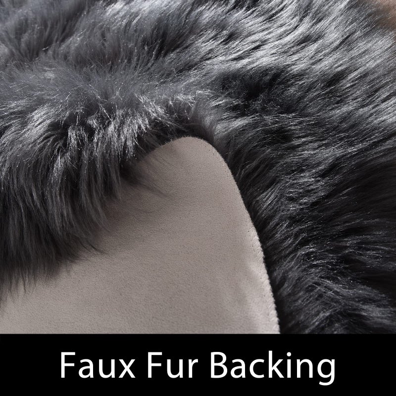 Latepis Dark Gray Faux Fur Rug 3x4 Area Sheepskin Rug for Bedroom Bedside Living Room Rugs for Sofa Cushion Playing Luxury Home Decor - Image 3