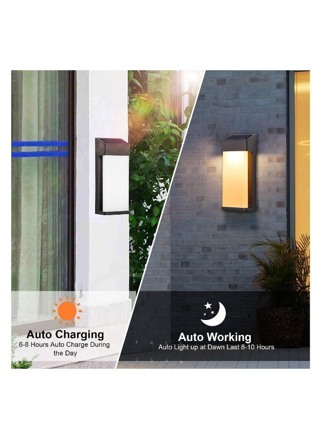 Solar Fence Lights, Outdoor Waterproof, Modern Solar Power Porch Light, Fixtures Solar Security Wall, Lights for Garden Yard Outside, Warm White, Wall Sconces Fixture House Front Door Garage - Image 1