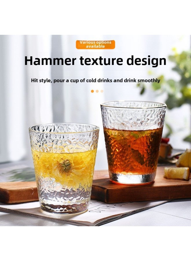High-looking Light Luxury Water Cup Women's High-grade Glass Cup Coffee Household Milk Cup Couple Cup Boys Juice Cup-Color:Striped Short Cup - Image 1
