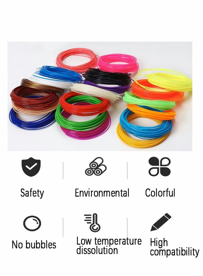 3D Pen Filament Refills PCL, 3D Printing Pen Filament 3D Printer Filament for Most Intelligent 3D Pen Low Heating, It is The Safest for Children to Use, 20 Colors 1.75mm 5M - Image 2