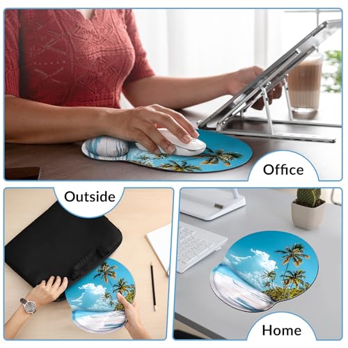 KONVINIT Ergonomic Mouse Pad with Wrist Rest, Small Mousepad with Non-Slip Rubber Base and Smooth Surface, Beach Mouse Pads for Desk, Office Desk Accessories - Image 4