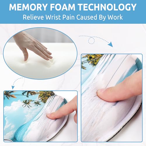 KONVINIT Ergonomic Mouse Pad with Wrist Rest, Small Mousepad with Non-Slip Rubber Base and Smooth Surface, Beach Mouse Pads for Desk, Office Desk Accessories - Image 5