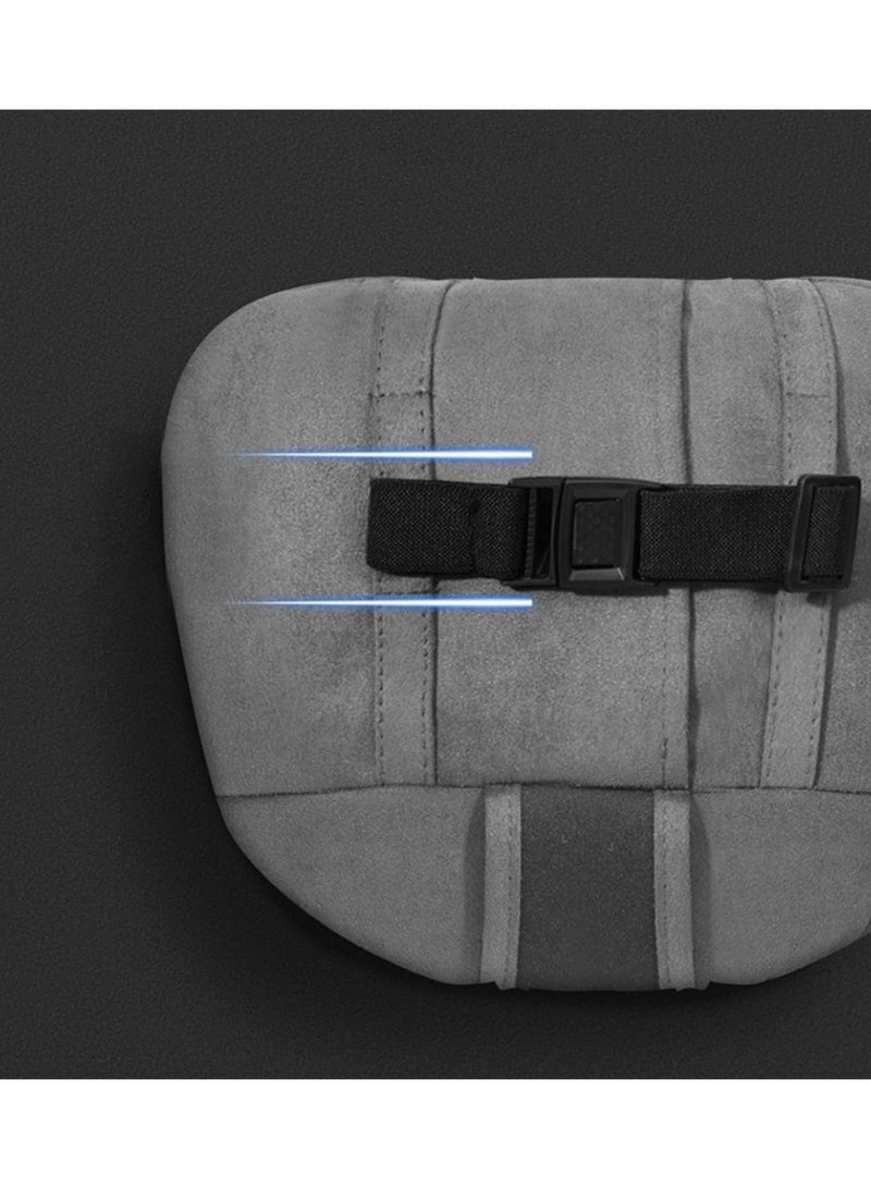 Adjustable Car Neck Pillow - Ergonomic Grey Suede Headrest Cushion, Refillable Plant-Based Support for Vehicle Seats (1 Piece) - Image 4