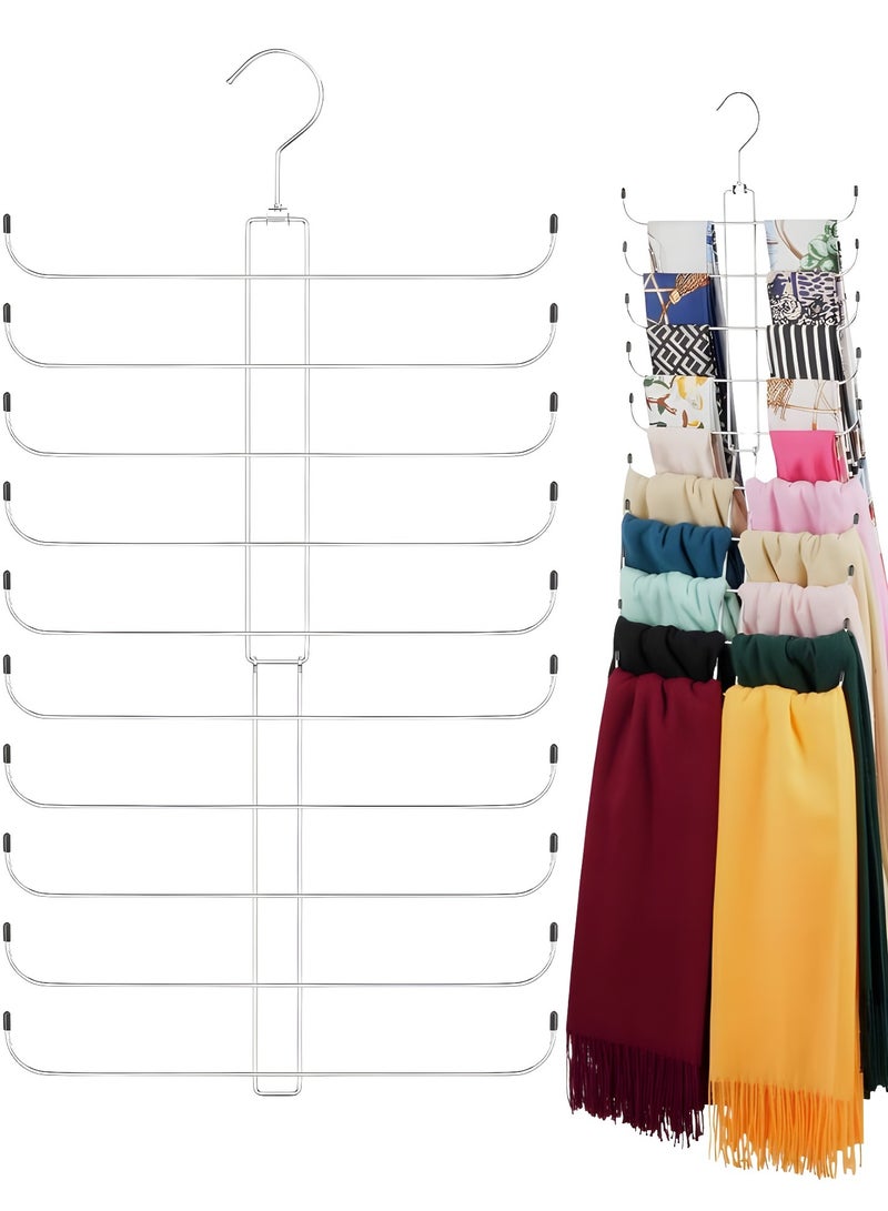 Scarf Organizer Hanger for Closet Rotatable Sturdy Hijab Holder Tie Racks Holds 20 Scarves Space Saving Closet Organizer and Storage Rack Silver - Image 1
