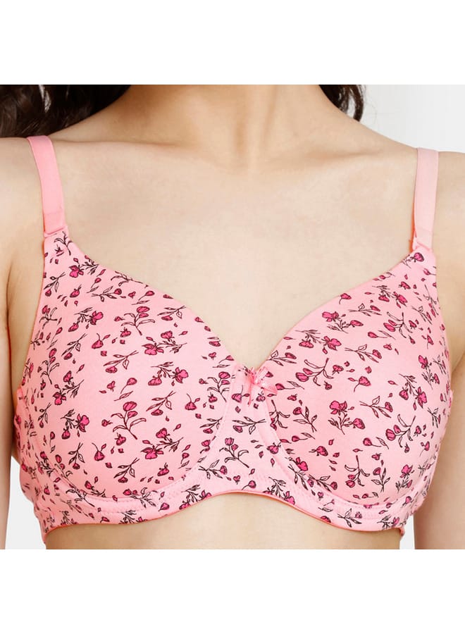 zivame Zivame All-Over Floral Print Padded Wired T-shirt Bra with Hook and Eye Closure - Image 4