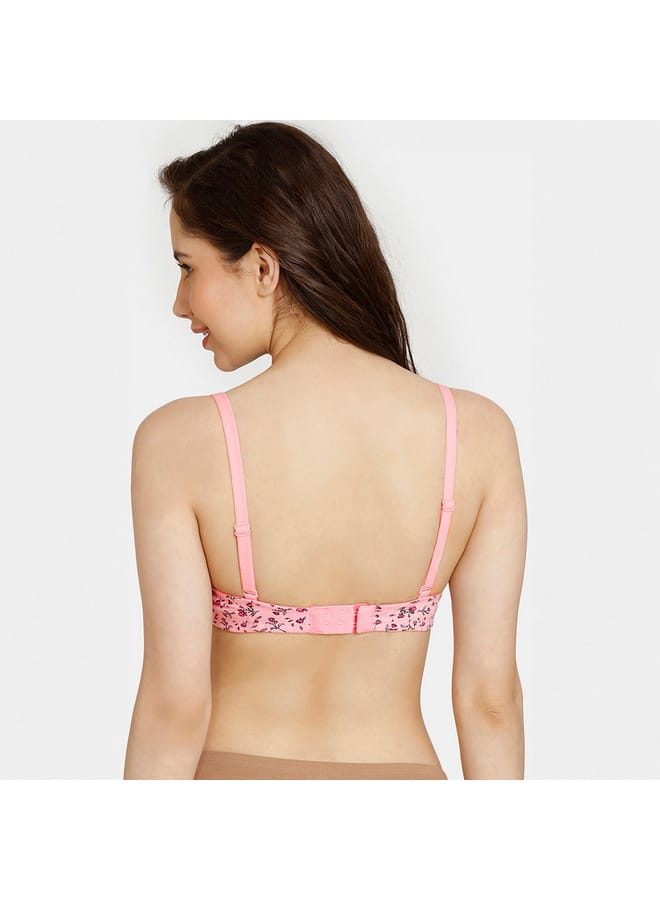 zivame Zivame All-Over Floral Print Padded Wired T-shirt Bra with Hook and Eye Closure - Image 2