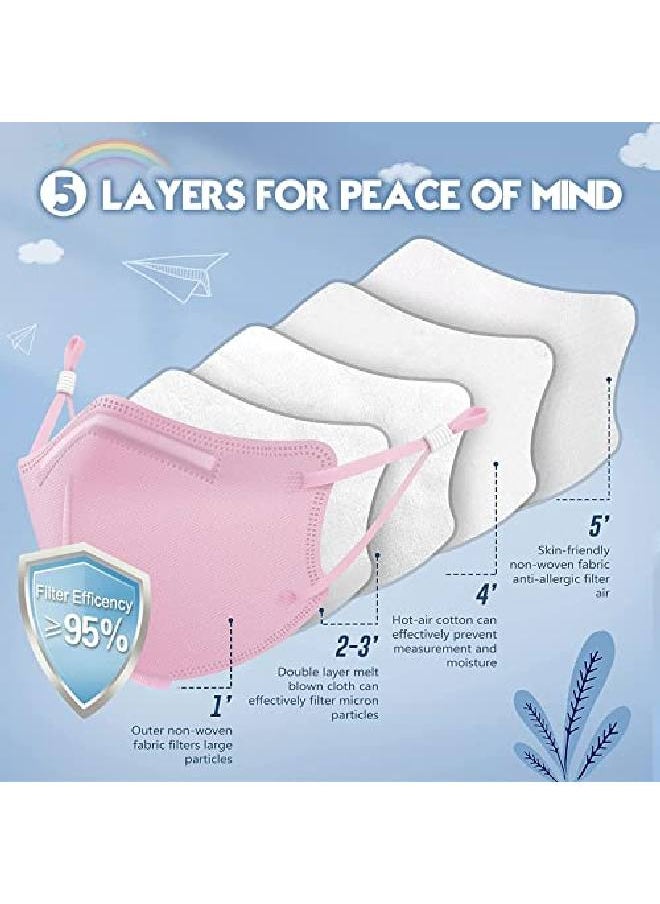 Sassoon - Kids N95 Face Mask With Adjustable Ear Loops Neck Strap Nose Pin (Multicolor Pack Of 5) | 5 Layered Filtration | Drdo Bis (Isi) Ce Certified (Mix Colors) - Image 1