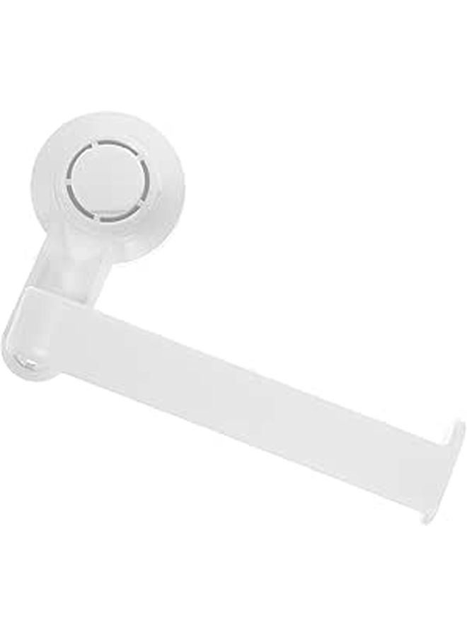White Plastic Suction Cup Toilet Paper Holder Wall Mounted Bathroom Kitchen Accessory - Image 1