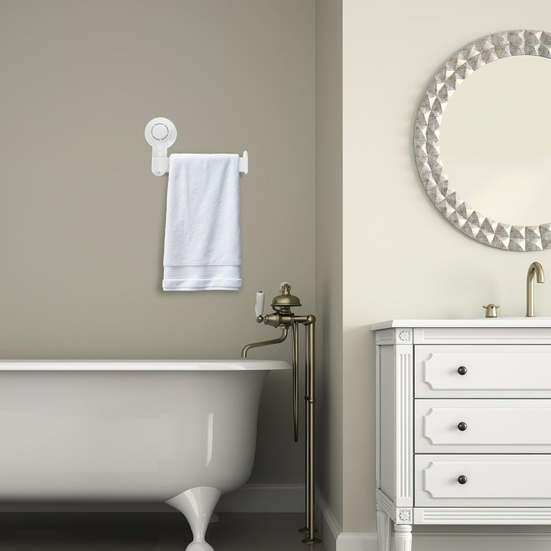 White Plastic Suction Cup Toilet Paper Holder Wall Mounted Bathroom Kitchen Accessory - Image 5