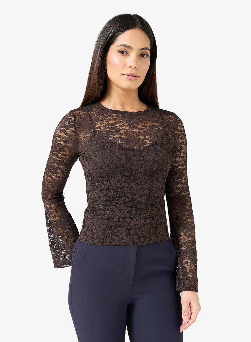 VERO MODA Vmkanya Lace Detail Long Sleeve Top