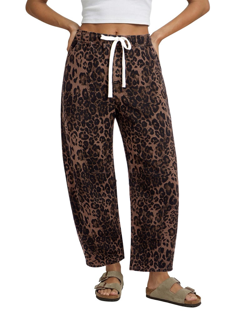 GRAPENT High Waisted Wide Leg Jeans for Women Womans Jeans Brown Barrel Brown Pants Women Leopard Pants Comfy for Womens Barrel Leopard Size X-Small US 0 to 2 - Image 1