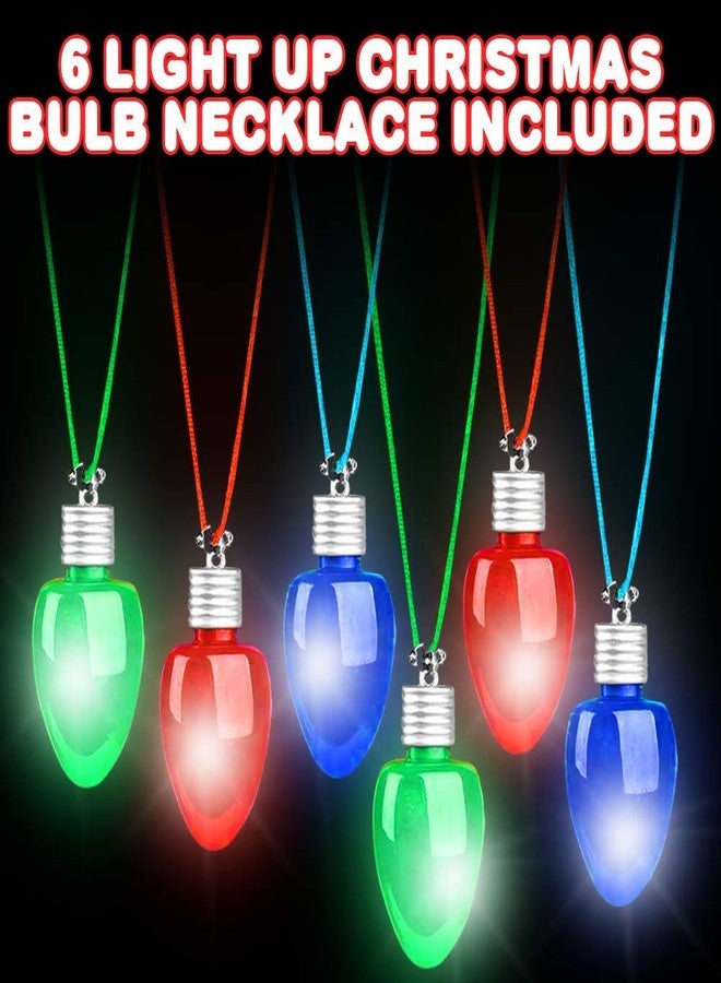 ArtCreativity Light-Up Christmas Bulb Necklaces, Set of 6, Festive Holiday Necklaces in Assorted Colors for Boys and Girls - Image 2