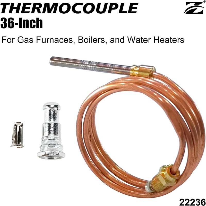Z_جوده وثقه Zero 36" Universal Replacement Thermocouple for Gas Furnaces,Boilers and Water Heater,Compatible with Honeywell,Mars,Johnson,Robertshaw,Penn,Johnstone, Johnson Controls Thermocouple - Image 2