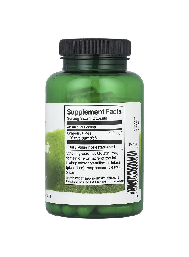 Swanson, Grapefruit Peel, 600 mg, 120 Capsules - Image 2