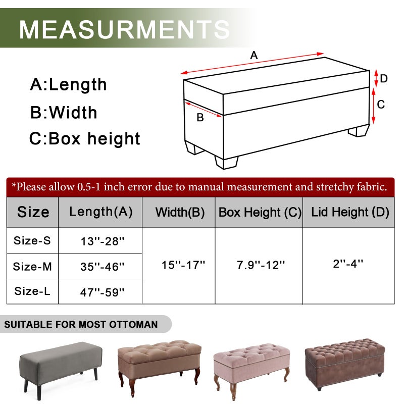 FUANGUI Ottoman Cover Stretch Storage Ottoman Bench Slipcover Printed Folding Storage Bench Ottoman Cover Footrest Stool Slipcover Footstool Protector Cover with Elastic Bottom, Large - Image 2
