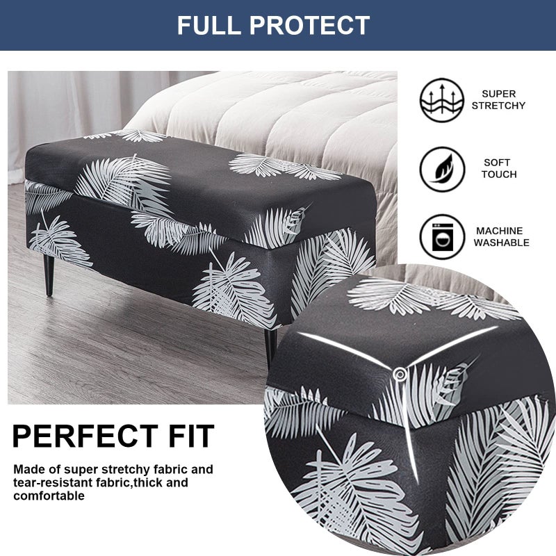 FUANGUI Ottoman Cover Stretch Storage Ottoman Bench Slipcover Printed Folding Storage Bench Ottoman Cover Footrest Stool Slipcover Footstool Protector Cover with Elastic Bottom, Large - Image 4