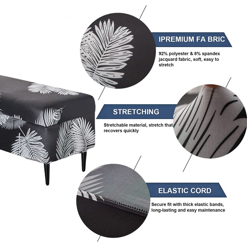 FUANGUI Ottoman Cover Stretch Storage Ottoman Bench Slipcover Printed Folding Storage Bench Ottoman Cover Footrest Stool Slipcover Footstool Protector Cover with Elastic Bottom, Large - Image 3