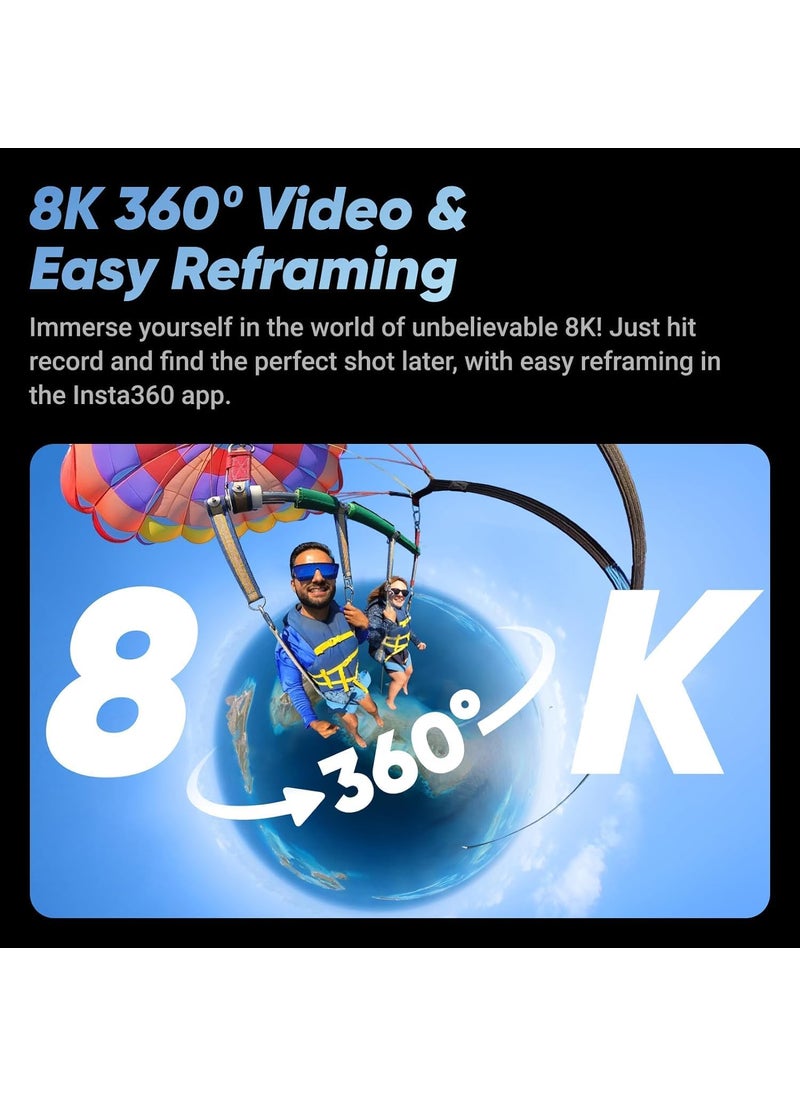 Insta360 Insta360 X4  Waterproof 8K 360 Action Helmet Camera 4K WideAngle Video Invisible Selfie Stick Effect Removable Lens Guards 135 Min Battery Life Sports Content Travel Outdoor Creator  - Image 2
