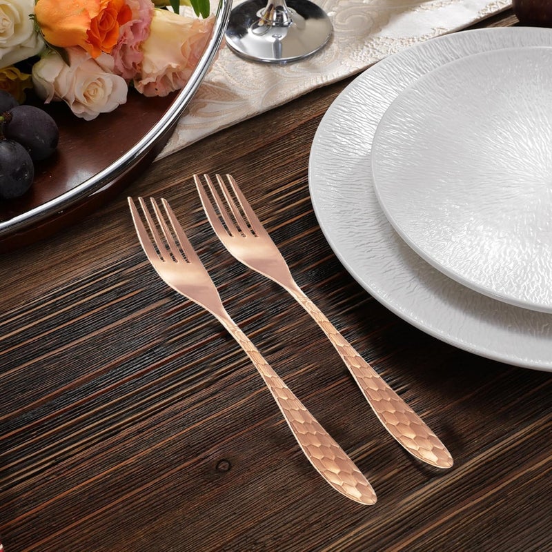 YOIHOJET 728 Copper Dinner Forks Copper Dinner Forks Mirror Finish  Dishwasher Safe Use for Home Kitchen or Restaurant - Image 4