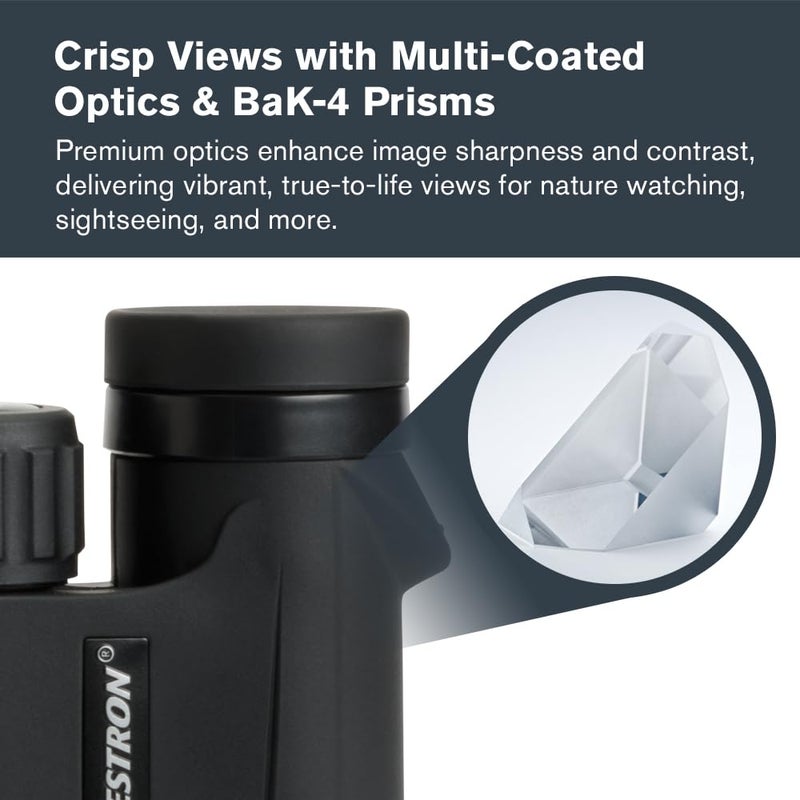 Celestron - Outland X 8x25 Binoculars â€“ Ideal for Birding and Outdoors â€“ 25mm Objective Lenses â€“ Wide 8.2Â° Field of View â€“ BaK-4 Prisms â€“ Multi-Coated â€“ Waterproof and Fogproof - Image 4